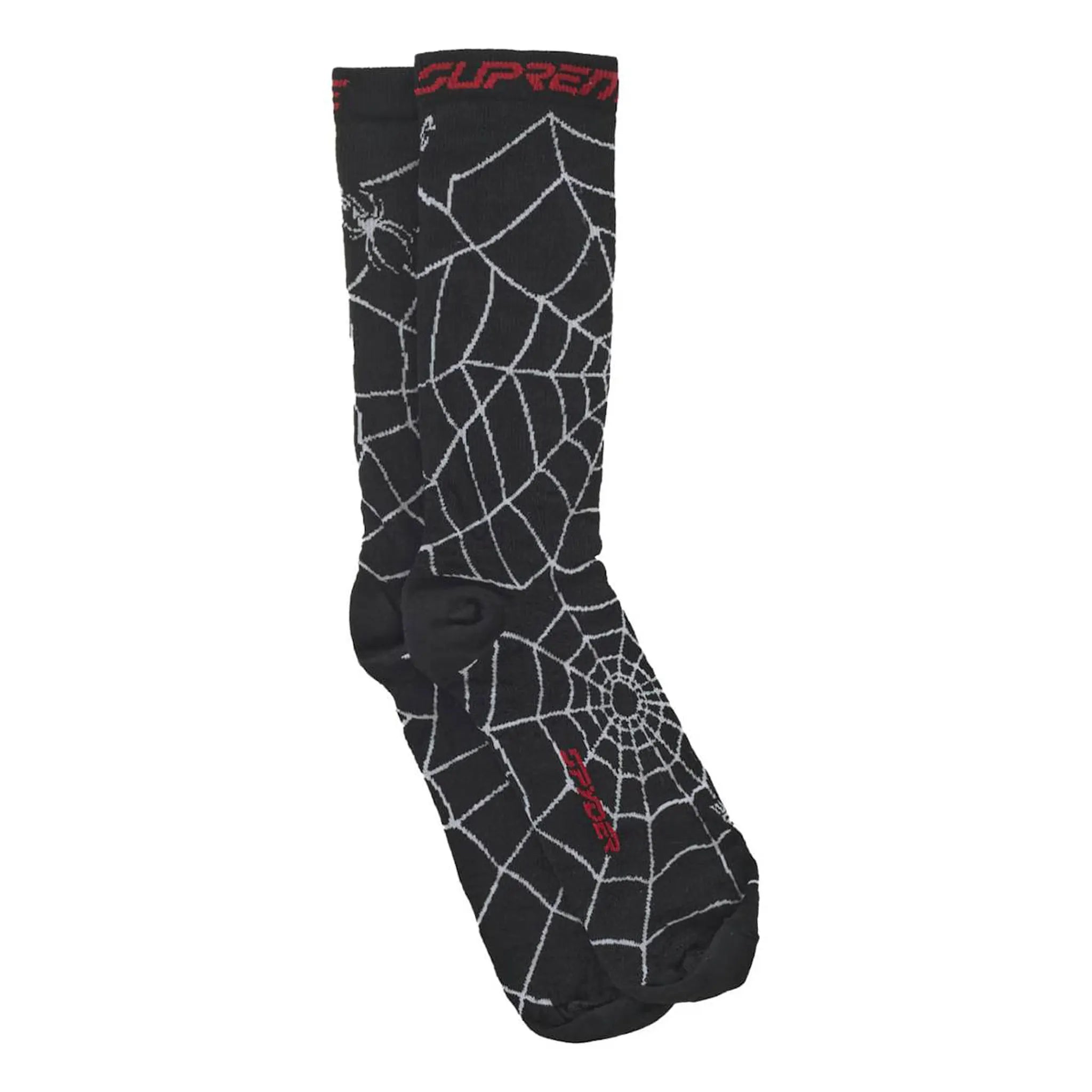 Side view of Supreme Spyder Crew Socks (1 Pack) Black
